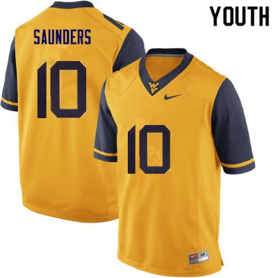 Youth West Virginia Mountaineers NCAA #10 Cody Saunders Gold Authentic Nike Stitched College Football Jersey AW15G30JQ